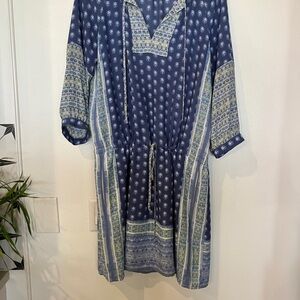 GAP Navy and Light Green Patterned Boho Midi Dress